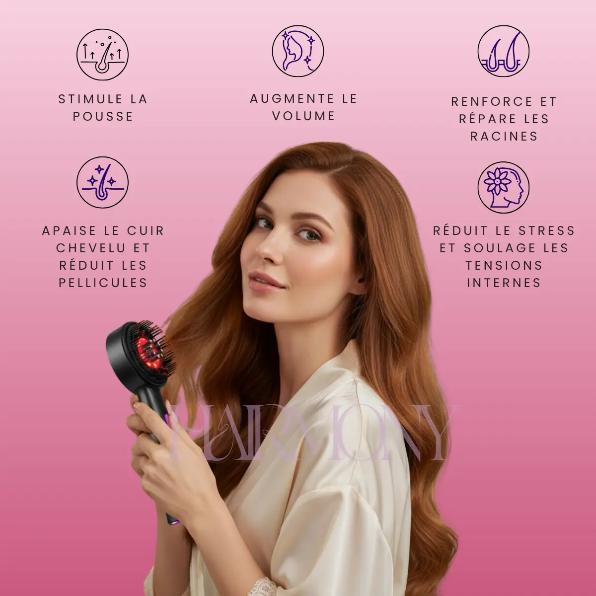 Lumeila™ | Brosse Massante à Luminothérapie pour la Pousse des Cheveux