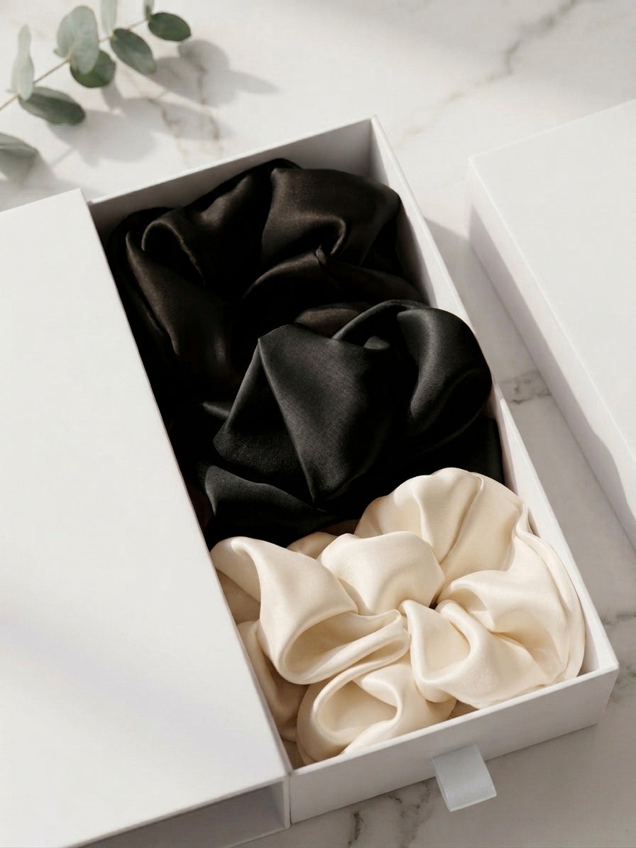 Silk Scrunchies - Coffret 3 Chouchous Soie XL Hairmony