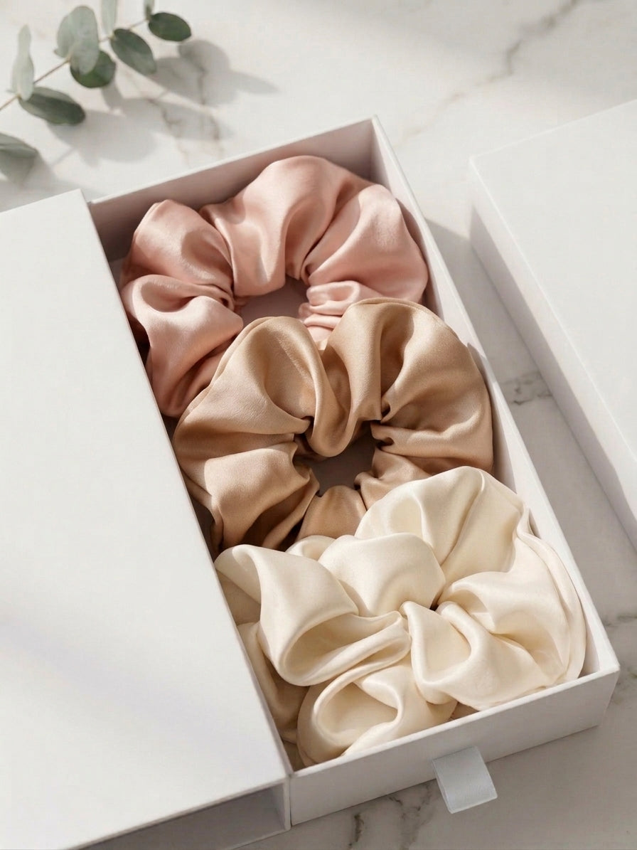 Silk Scrunchies - Coffret 3 Chouchous Soie XL Hairmony