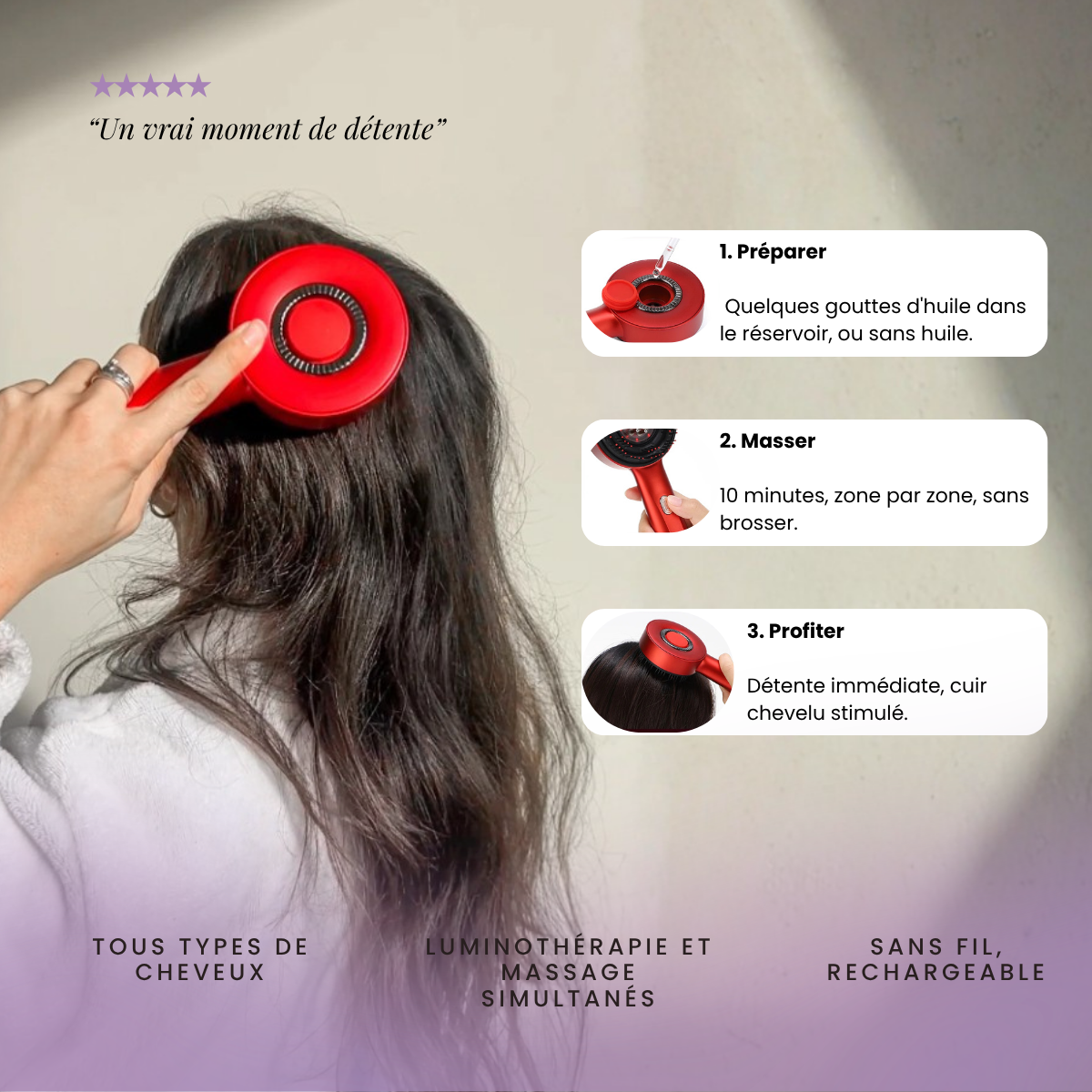 Brosse Massante Lumeila™ Hairmony